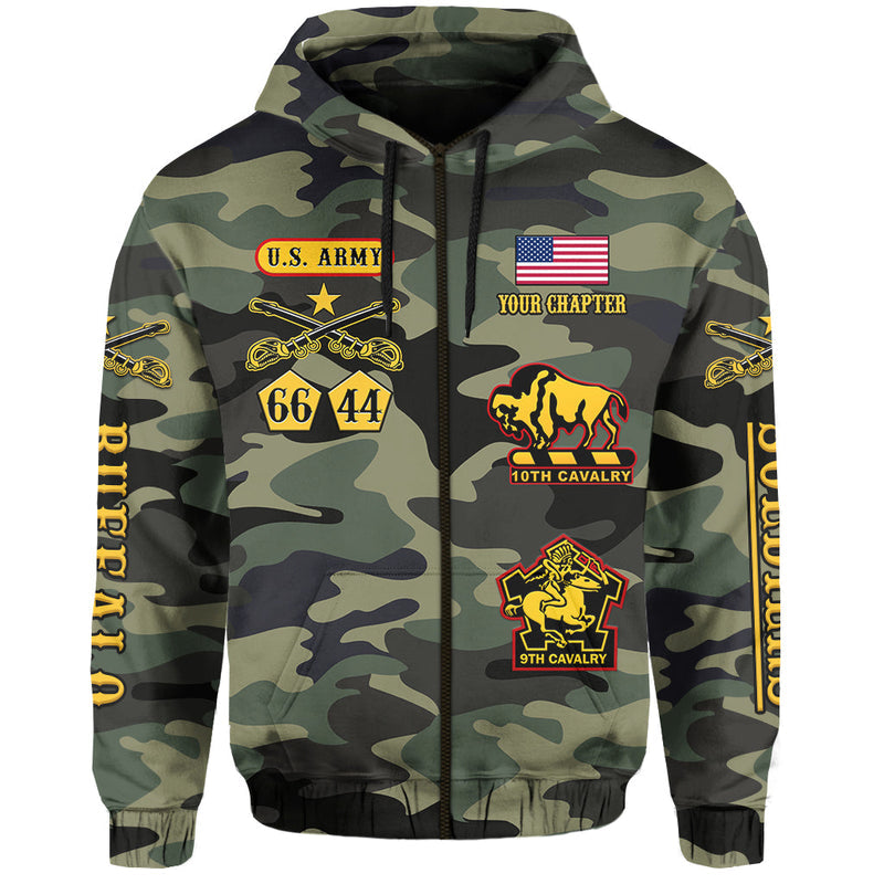 (Custom Text and Chapter) Buffalo Soldiers Camouflage American Heroes BSMC Hoodie