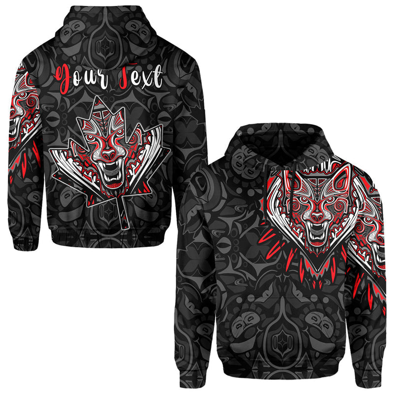 Custom Canada Haida Wolf And Maple Leaf Hoodie