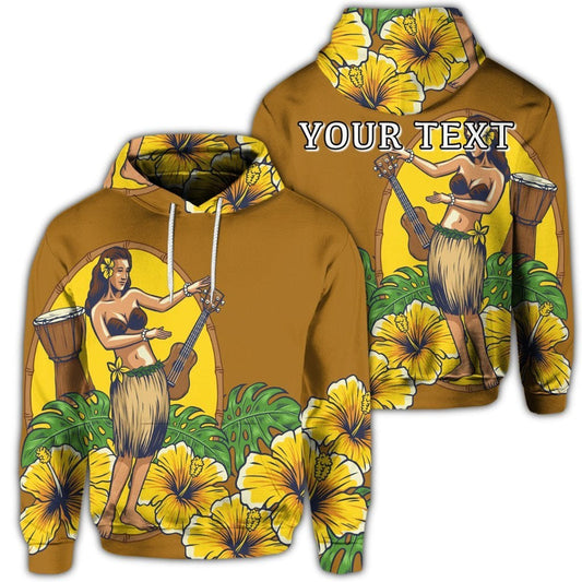 Custom Hawaiian Hula Girl Monstera Hibiscus Polynesian