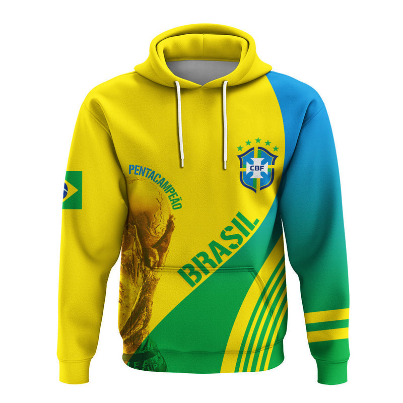 Custom Brazil Football 2022 Pentacampe o Hoodie