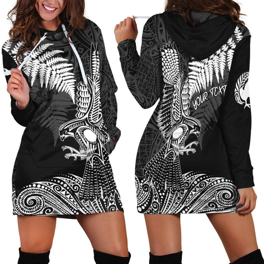 (Custom Personalized) Aotearoa Silver Fern Hoodie Dress Flying Krearea