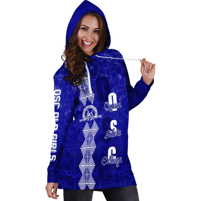 (Custom Personalize) Tonga Kolisi Kuini Salote Hibiscus Hoodie Dress QSC Old Girls
