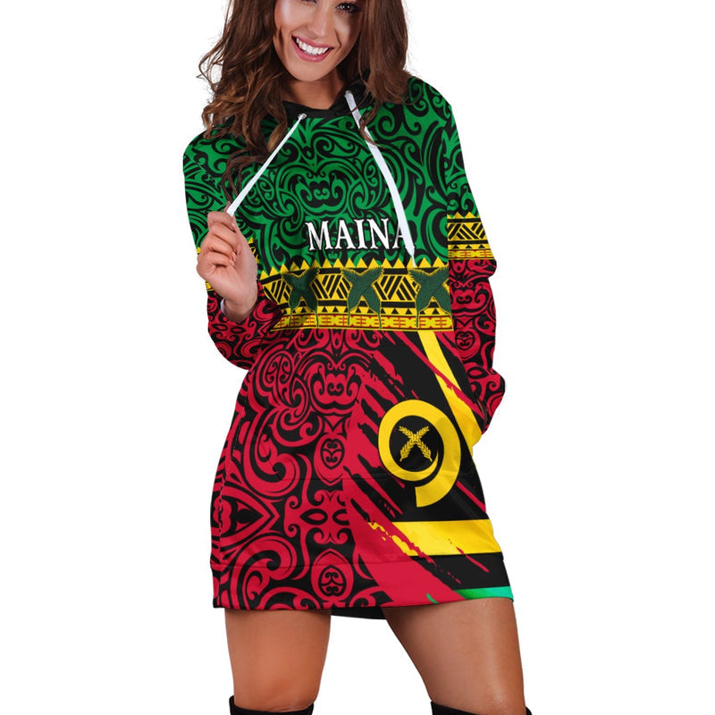 (Maina) Vanuatu Dreamy Hoodie Dress Flag and Pattern