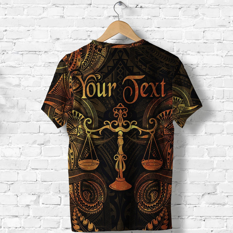 Custom Libra Zodiac Polynesian Unique Style Gold T Shirt