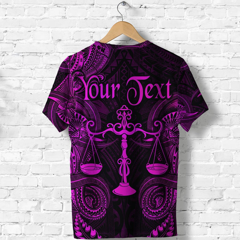 Custom Libra Zodiac Polynesian Unique Style Pink T Shirt