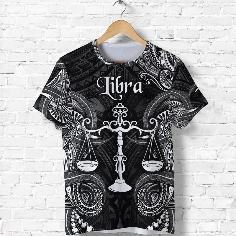 Custom Libra Zodiac Polynesian Unique Style Black T Shirt