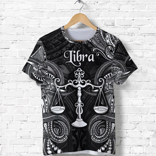 Custom Libra Zodiac Polynesian Unique Style Black T Shirt