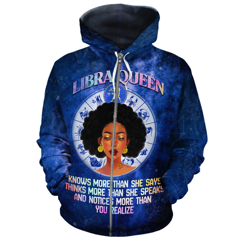 African Libra Queen Fleece Zip Hoodie
