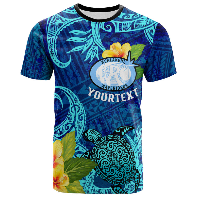 Custom Hawaii Kealakehe High School with Polynesian Patterns and Hibicus Flower T Shirt