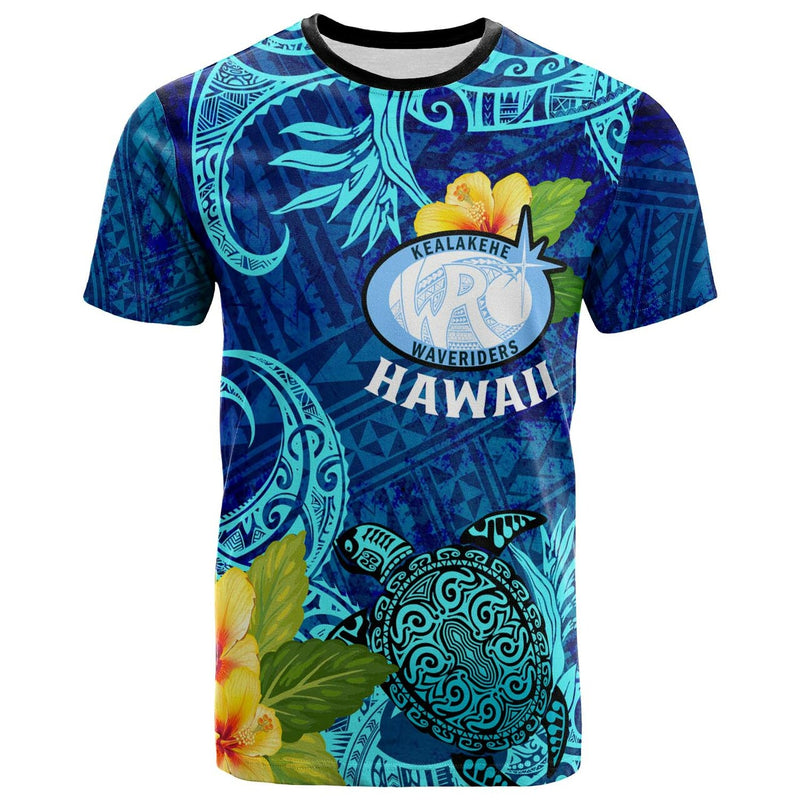 Custom Hawaii Kealakehe High School with Polynesian Patterns and Hibicus Flower T Shirt