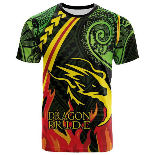 Custom Hawaii Honokaa High and intermediate School Polynesian Pattern Fire T Shirt
