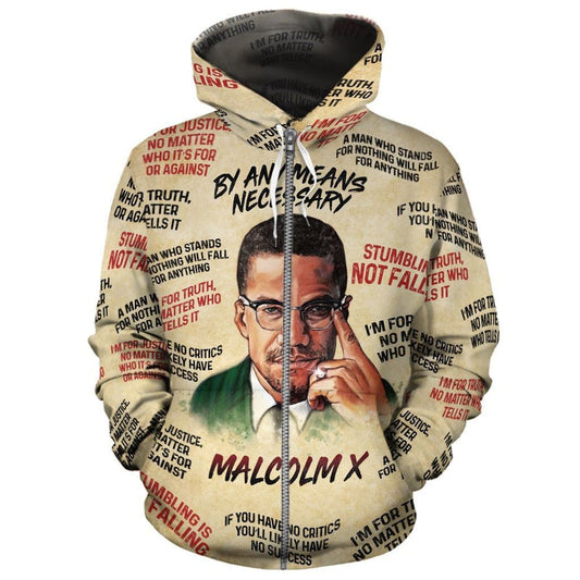 African Malcolm X The Leader Zip Hoodie