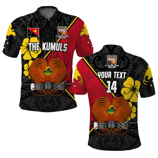 (Custom Text and Number) The Kumuls PNG Papua New Guinea Polynesian Dynamic Style Black Polo Shirt