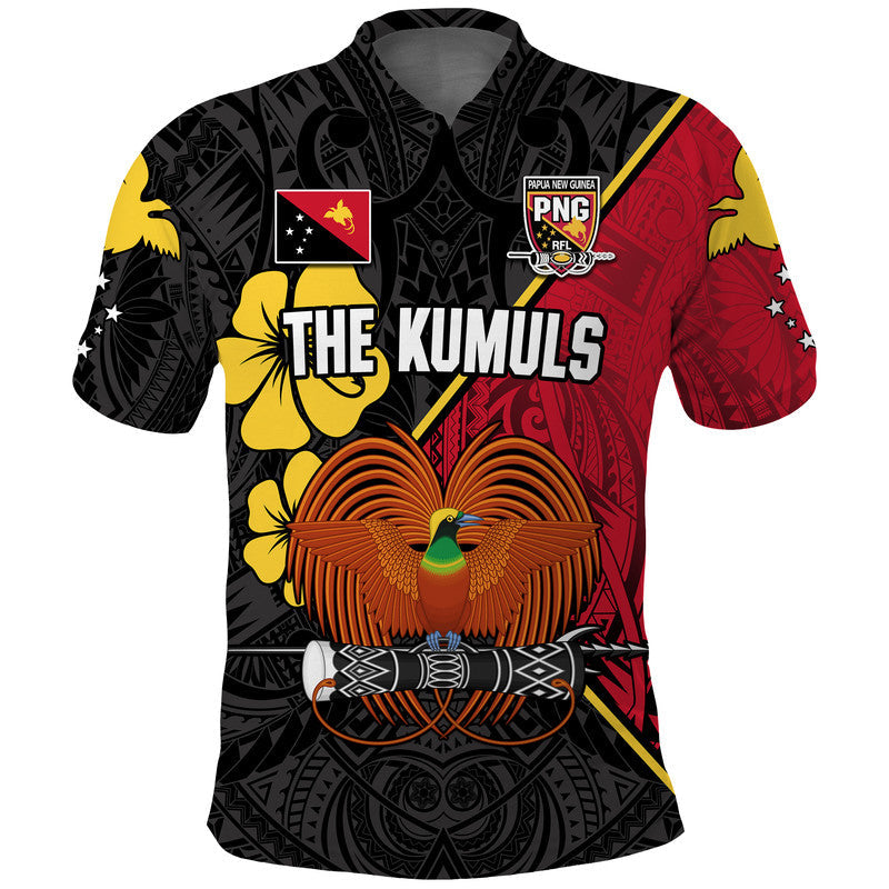 (Custom Text and Number) The Kumuls PNG Papua New Guinea Polynesian Dynamic Style Black Polo Shirt