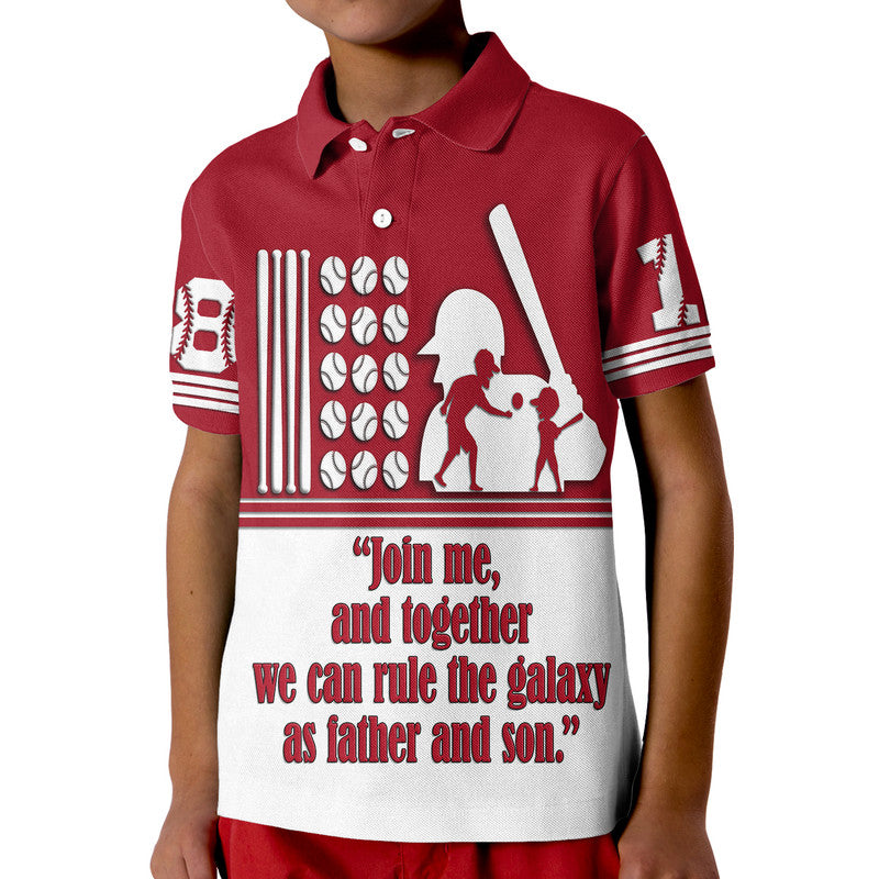 Custom Fathers Day America Dad and Son Baseball Player Red No.2 T Shirt