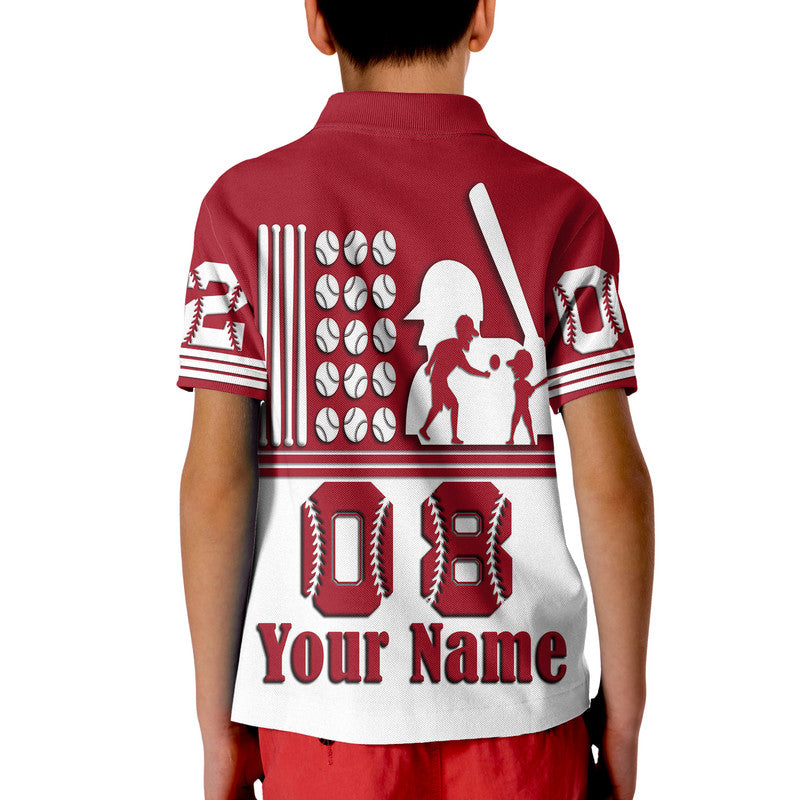 Custom Fathers Day America Dad and Son Baseball Player Red No.2 T Shirt
