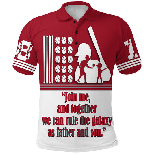 Custom Fathers Day America Dad and Son Baseball Player Red No.2 T Shirt