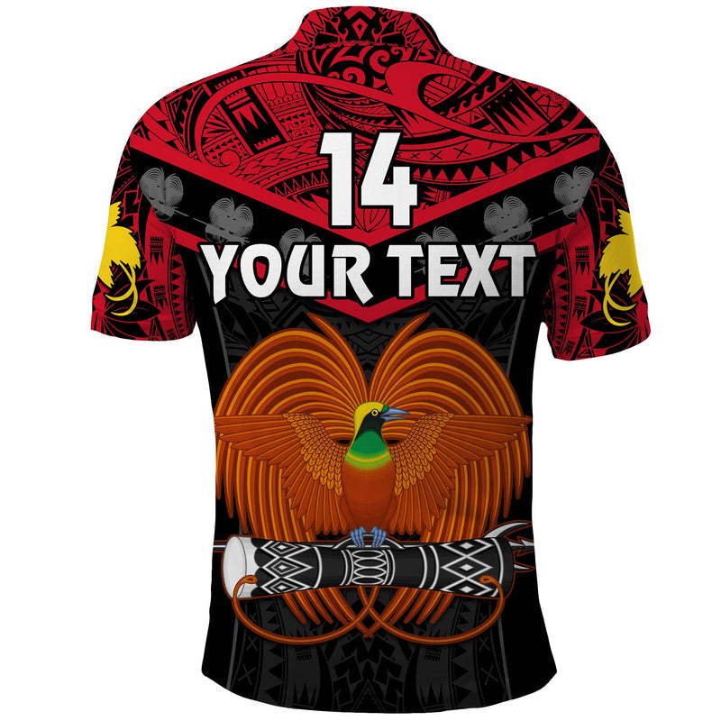 (Custom Text and Number) Papua New Guinea Rugby PNG Kumuls Bird Of Paradise Black Polo Shirt