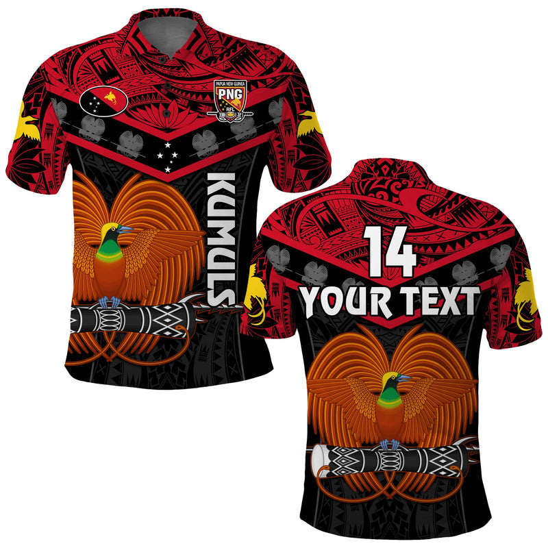 (Custom Text and Number) Papua New Guinea Rugby PNG Kumuls Bird Of Paradise Black Polo Shirt