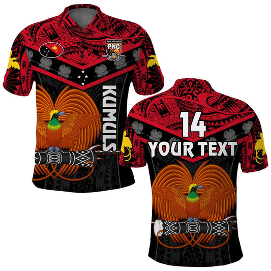 (Custom Text and Number) Papua New Guinea Rugby PNG Kumuls Bird Of Paradise Black Polo Shirt