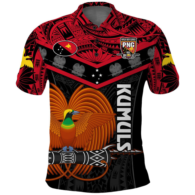 (Custom Text and Number) Papua New Guinea Rugby PNG Kumuls Bird Of Paradise Black Polo Shirt