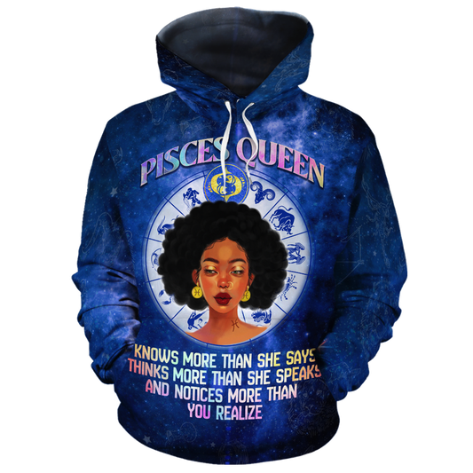 African Pisces Queen Fleece Hoodie