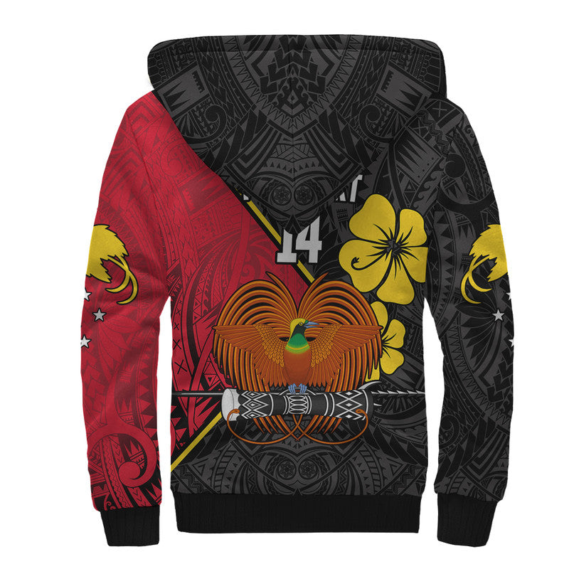 (Custom Text and Number) The Kumuls PNG Papua New Guinea Polynesian Dynamic Style Black Sherpa Hoodie