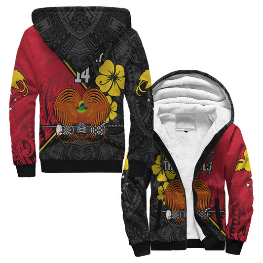 (Custom Text and Number) The Kumuls PNG Papua New Guinea Polynesian Dynamic Style Black Sherpa Hoodie