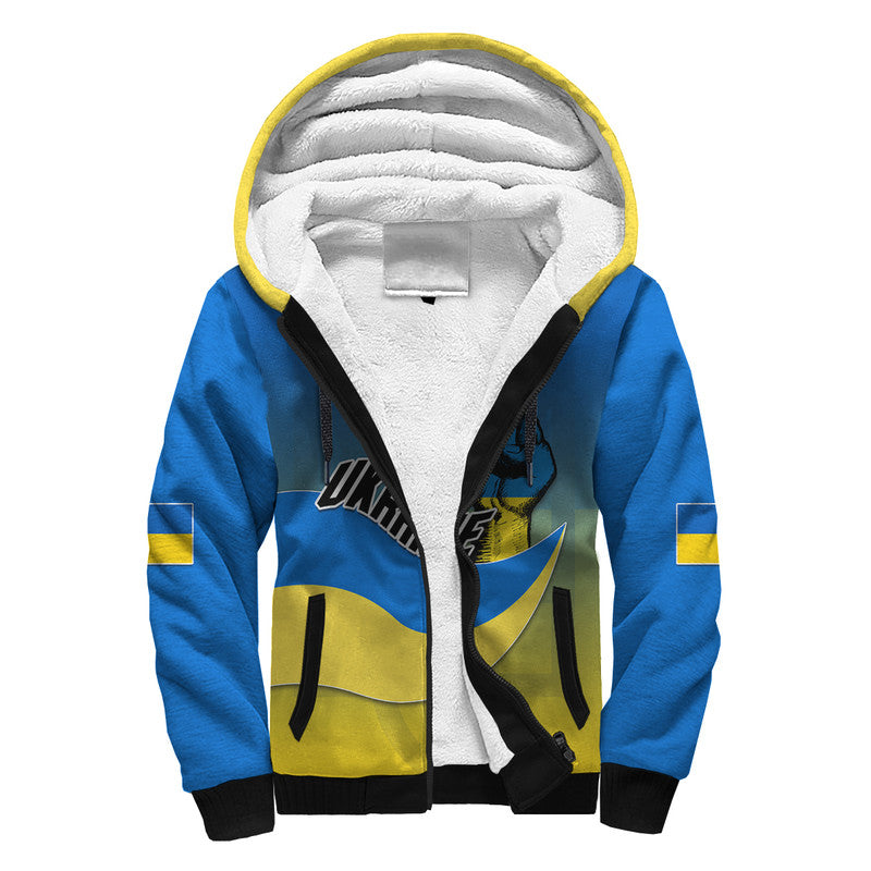 (Custom Personalised) Ukraine National Flag Style Sherpa Hoodie