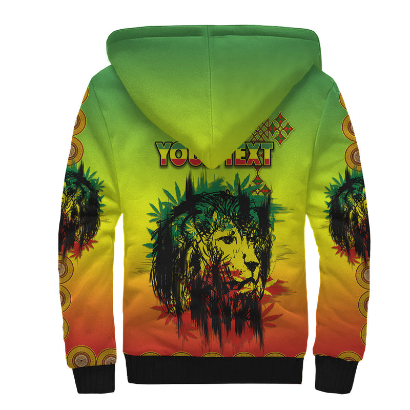 (Custom Personalised) Ethiopia Cross Mix Lion Colorful Style Sherpa Hoodie