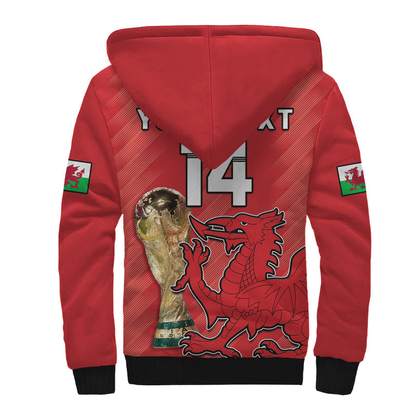 (Custom Text And Number) Wales Football Cymru Champions World Cup 2022 Sherpa Hoodie