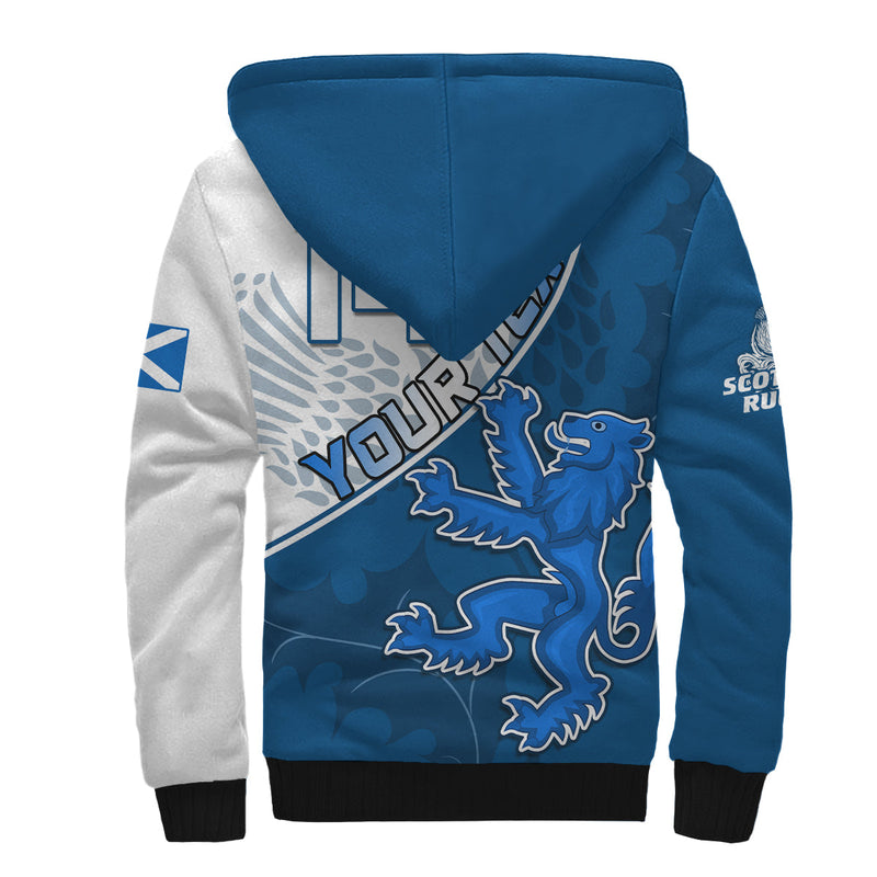(Custom Text and Number) Scotland Rugby Scottish Coat Of Arms Mix Thistle Newest Version Sherpa Hoodie
