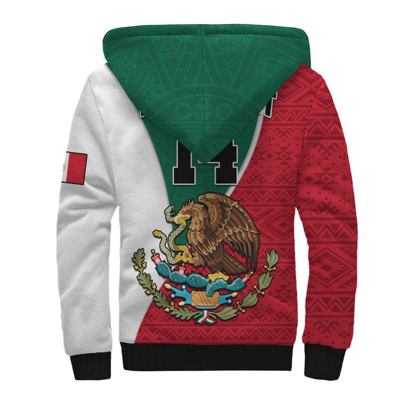 (Custom Text and Number) Mexico Mexican Aztec Pattern Sherpa Hoodie