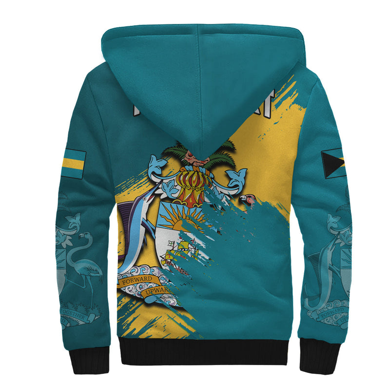 (Custom Personalised) Bahamas Blue Marlin With Bahamian Coat Of Arms Sherpa Hoodie