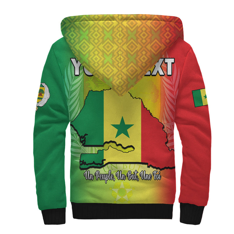 (Custom Personalised) Senegal Lion With Senegal Map Reggae Style Sherpa Hoodie