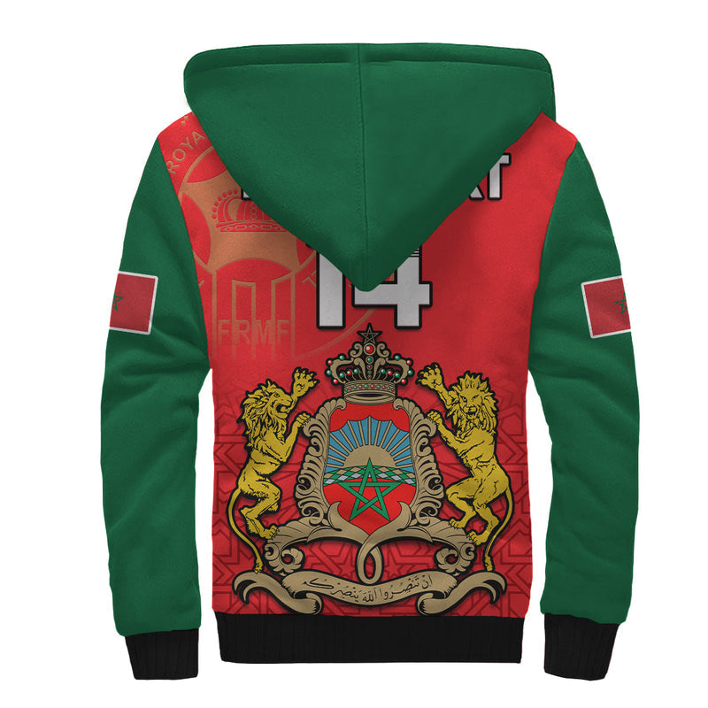 (Custom Text and Number) Morocco Football Atlas Lions Red World Cup 2022 Sherpa Hoodie