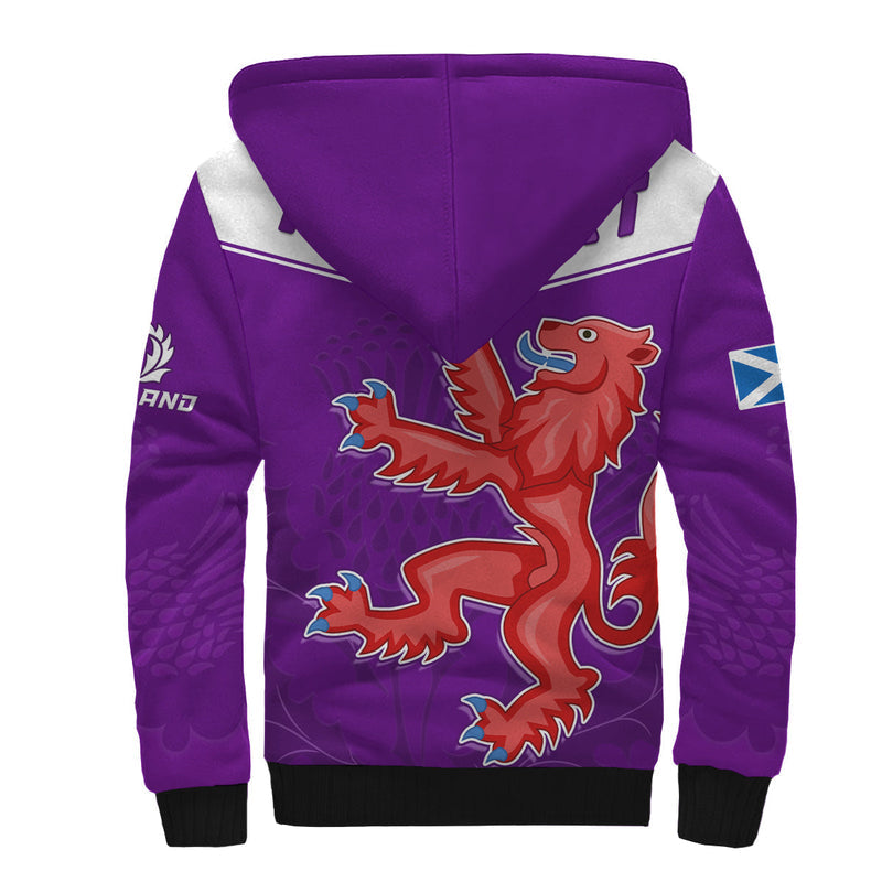 (Custom Personalised) Scottish Rugby Map Of Scotland Thistle Purple Version Sherpa Hoodie