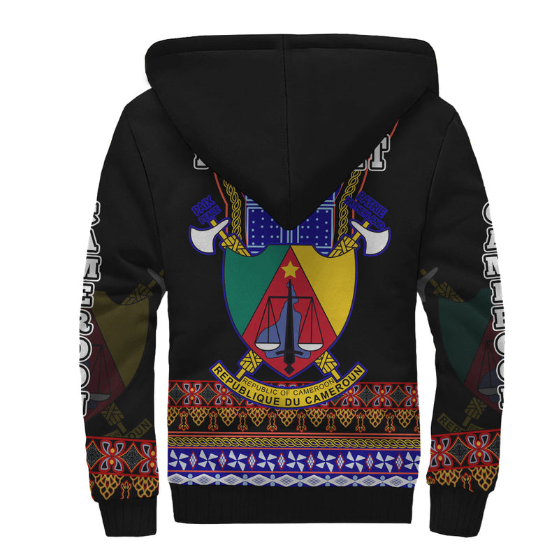 (Custom Personalised) Cameroon Atoghu Pattern Black Style Sherpa Hoodie