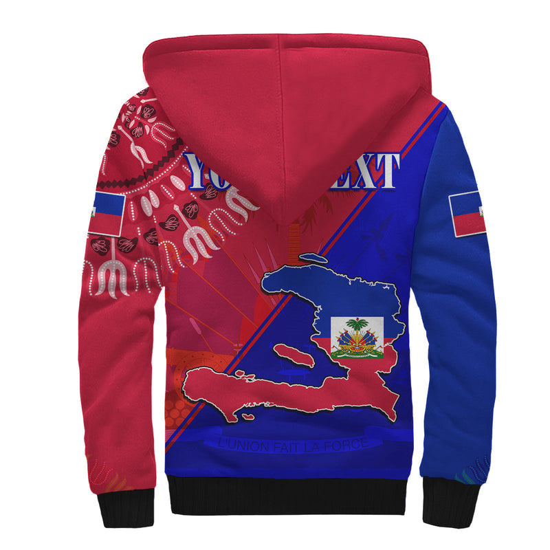 (Custom Personalised) Haiti Haiti Flag Dashiki Simple Style Sherpa Hoodie