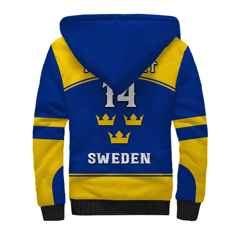 (Custom Text And Number) Sweden Hockey 2023 Sporty Style Sherpa Hoodie