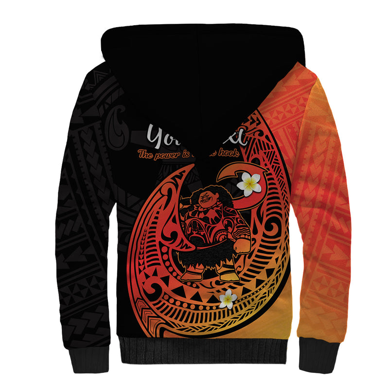 (Custom Personalised) Mauis Fish Hook Polynesian Orange Gradient Version Sherpa Hoodie
