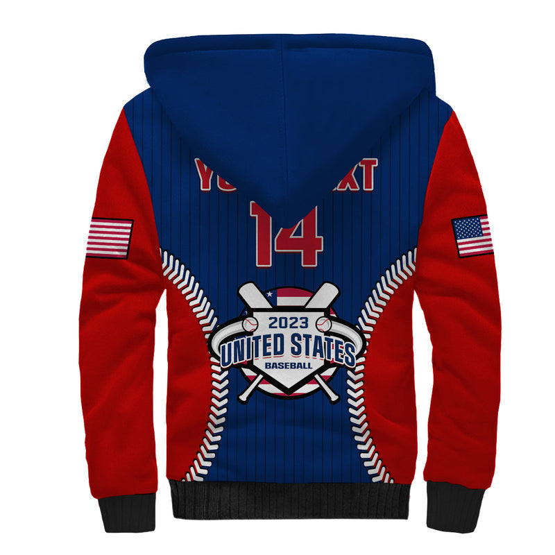 (Custom Text And Number) United States USA Baseball Sporty Style Sherpa Hoodie