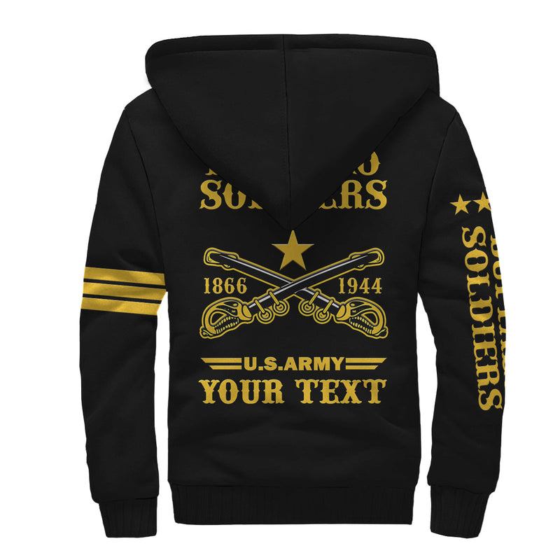 (Custom Text And Chapter) Buffalo Soldiers BSMC United States Army Black Sherpa Hoodie