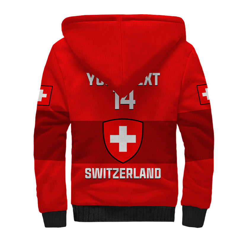 (Custom Text And Number) Switzerland Hockey 2023 Sporty Style Sherpa Hoodie