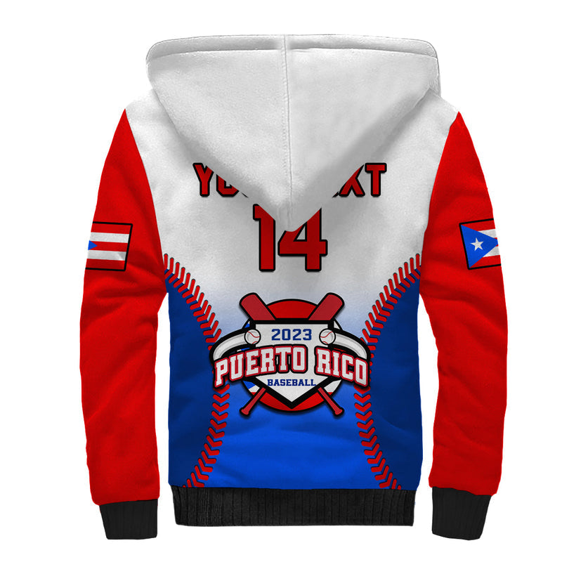 (Custom Text And Number) Puerto Rico 2023 Baseball Sporty Version Sherpa Hoodie