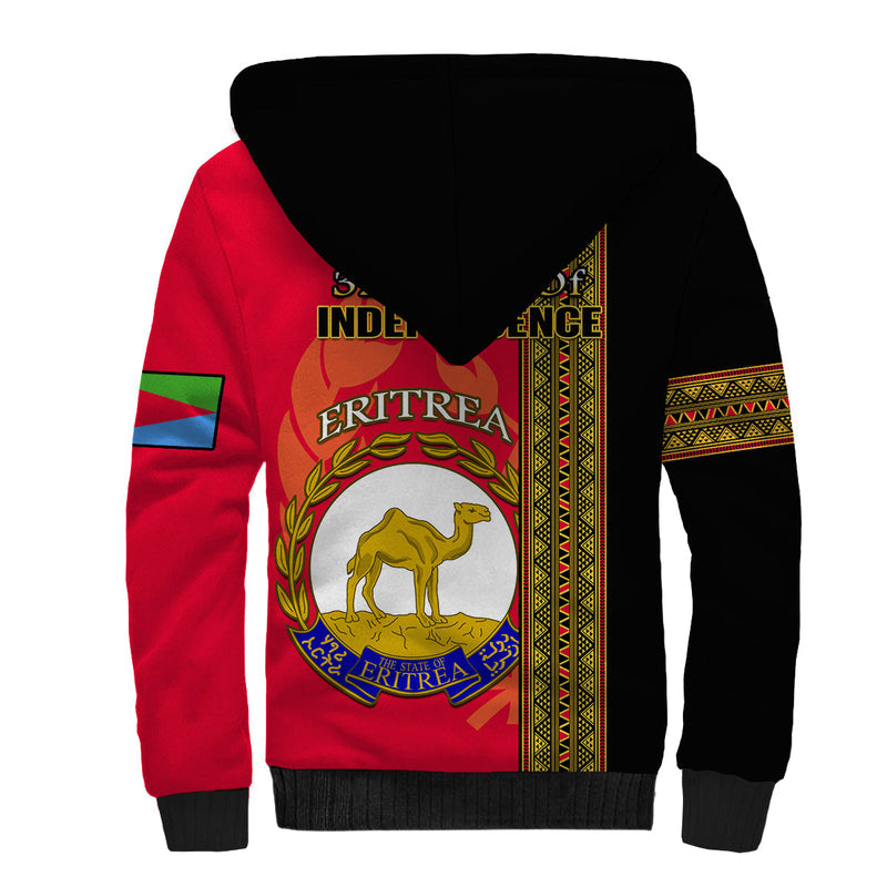 Eritrea African Pattern Happy Independence Day Version Black Sherpa Hoodie