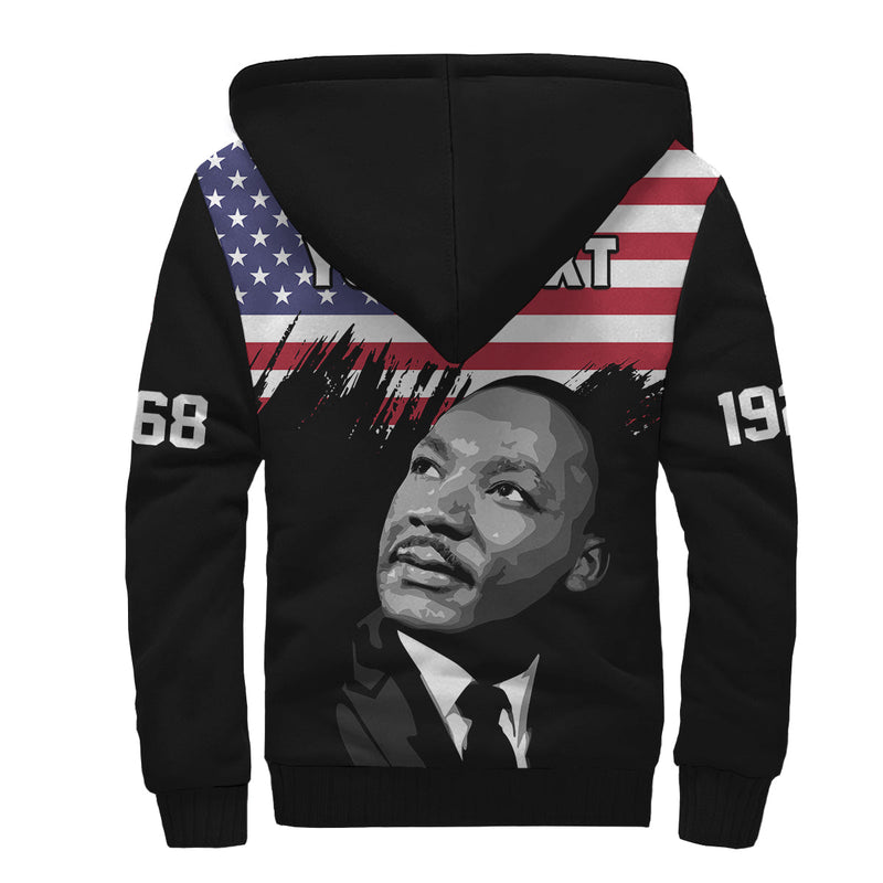 (Custom Personalised) United States United States Happy MLK Day Flag Grunge Style Sherpa Hoodie