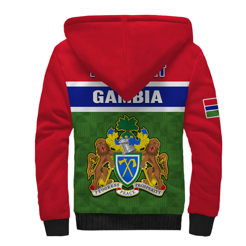 (Custom Personalised) Gambia Happy 58th Independence Anniversary Flag Style Sherpa Hoodie