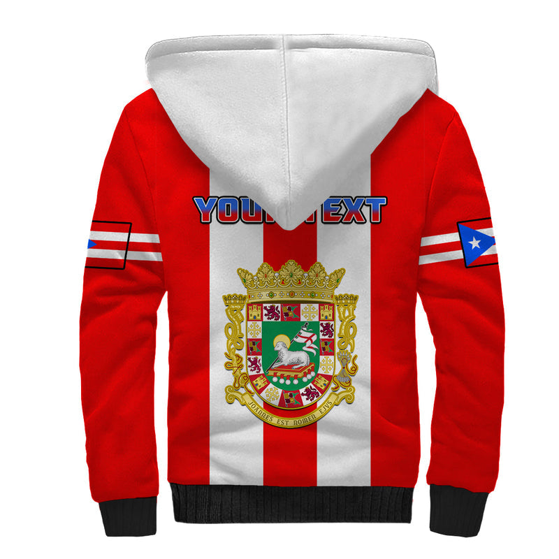 (Custom Personalised) Puerto Rico Coat Of Arms Mix Flag Sherpa Hoodie