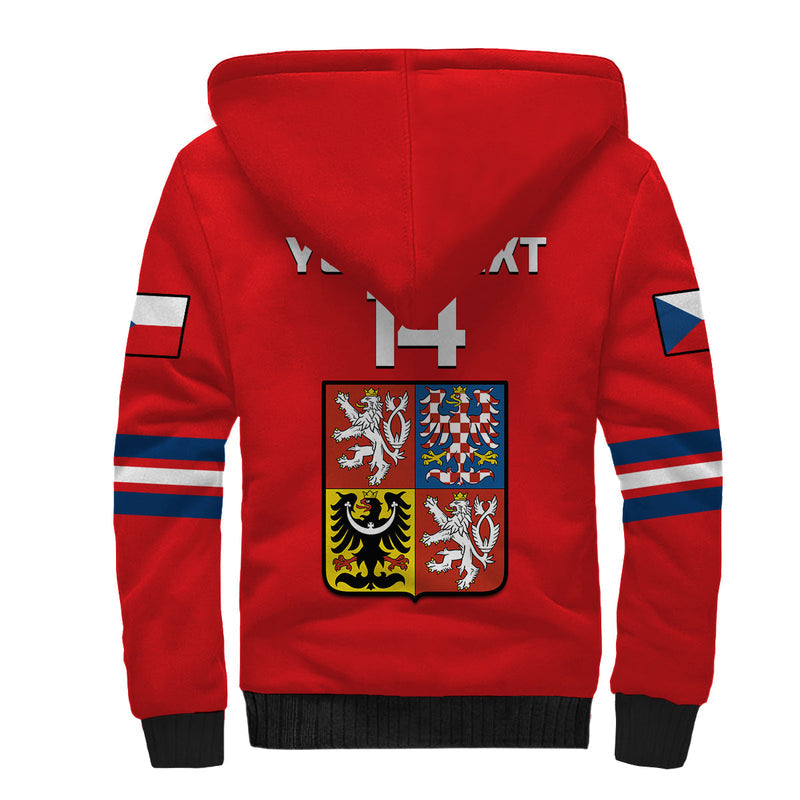 (Custom Text And Number) Czech Republic Hockey 2023 Sporty Style Sherpa Hoodie